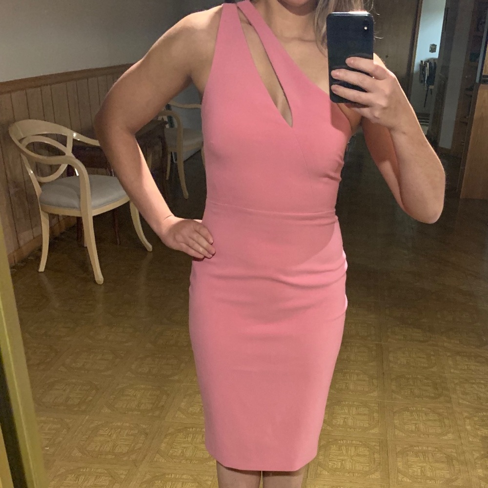 Likely Bubblegum Pink One-Shoulder Cocktail Dress